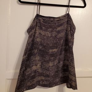 Kelly Wearstler 100% silk top with button detail. Black grey. EUC